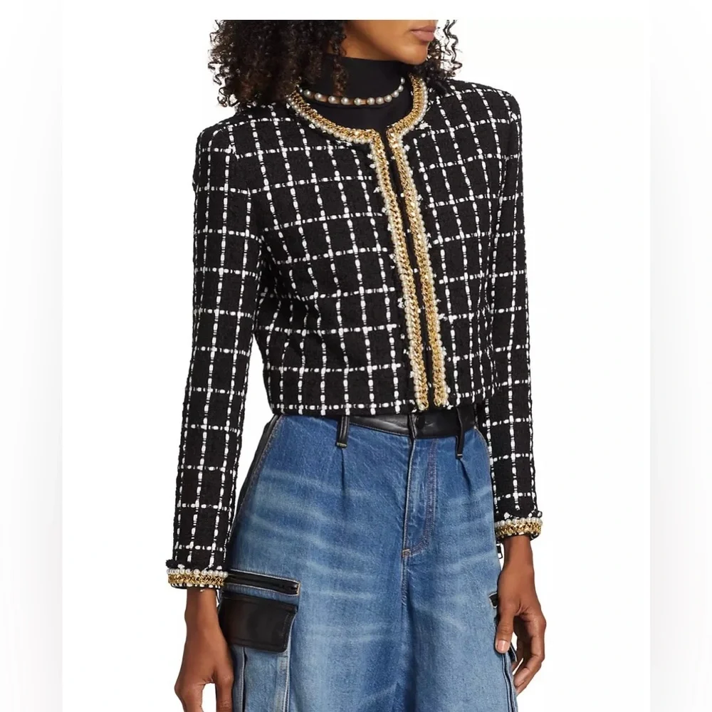 Alice + Olivia Sabina Threaded Windowpane Jacket - Picture 6 of 14
